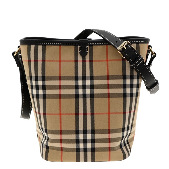 Burberry Ashby Bucket Bag Archive Beige House Check Canvas New - Picture 1 of 7